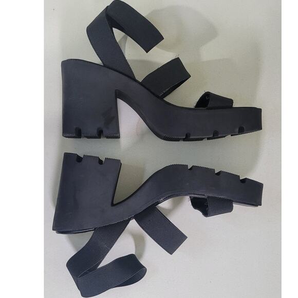 Madden Girl Sandals Womens 10 Black Chunky Platform Sandals Goth Y2K Witchy Edgy - Picture 4 of 9
